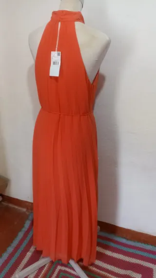 Vestido largo coral halter