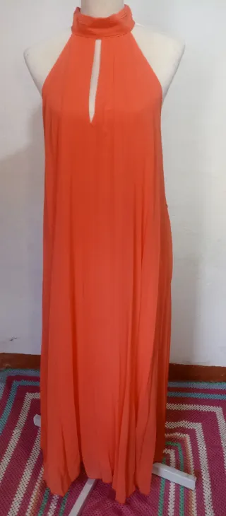 Vestido largo coral halter