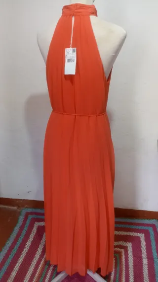 Vestido largo coral halter