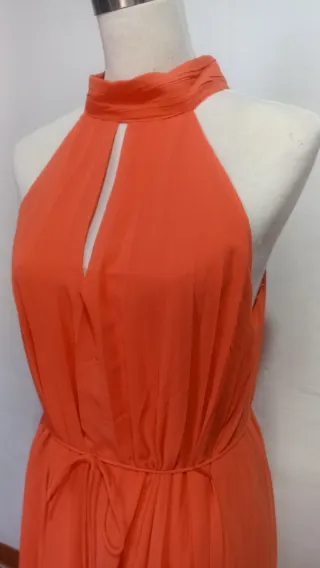 Vestido largo coral halter