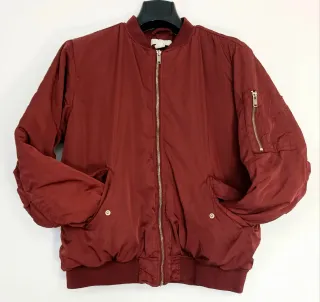 Chaqueta Bomber H&M Borgoña Estilo Retro