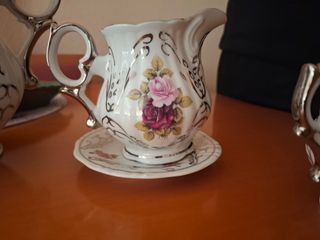 Juego de café porcelana rosas