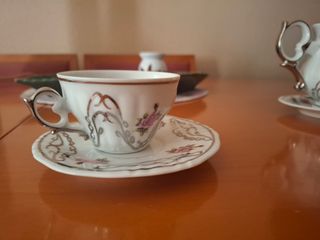 Juego de café porcelana rosas