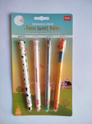 Set 4 Bolígrafos Borrables Legami Farm Sweet Farm