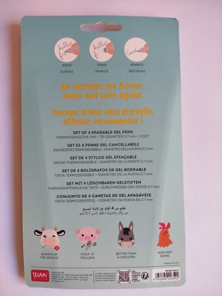 Set 4 Bolígrafos Borrables Legami Farm Sweet Farm