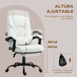 Silla Oficina Masaje 6 Puntos Blanca