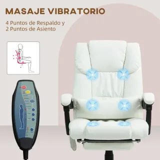 Silla Oficina Masaje 6 Puntos Blanca