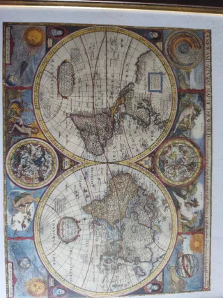 Coppia di quadri mappe antiche