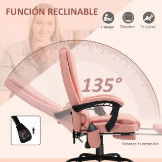 Silla Oficina Masaje Reposapiés Rosa