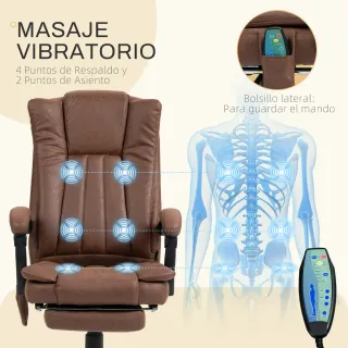 Silla Oficina Masaje Ajustable Marrón