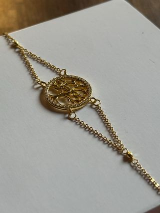 Pulsera Plata Ley Árbol Vida Baño Oro