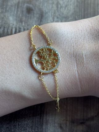 Pulsera Plata Ley Árbol Vida Baño Oro