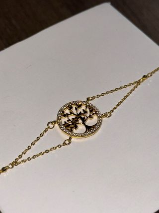 Pulsera Plata Ley Árbol Vida Baño Oro