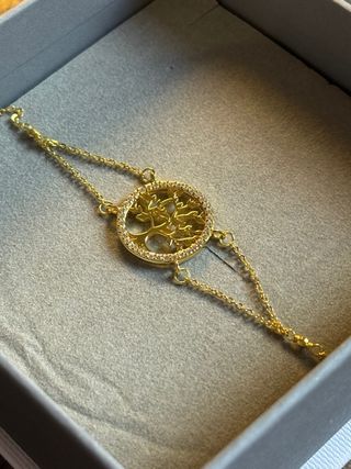 Pulsera Plata Ley Árbol Vida Baño Oro