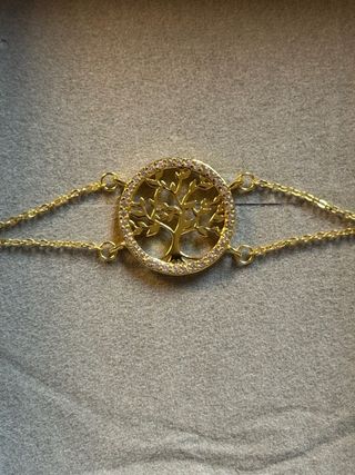Pulsera Plata Ley Árbol Vida Baño Oro