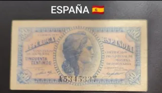 Billete 50 Céntimos España 1937