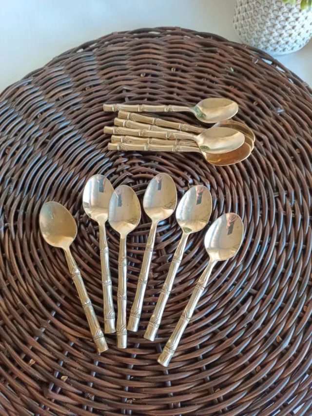 Set 6 Cucharitas Café Bambú Dorado