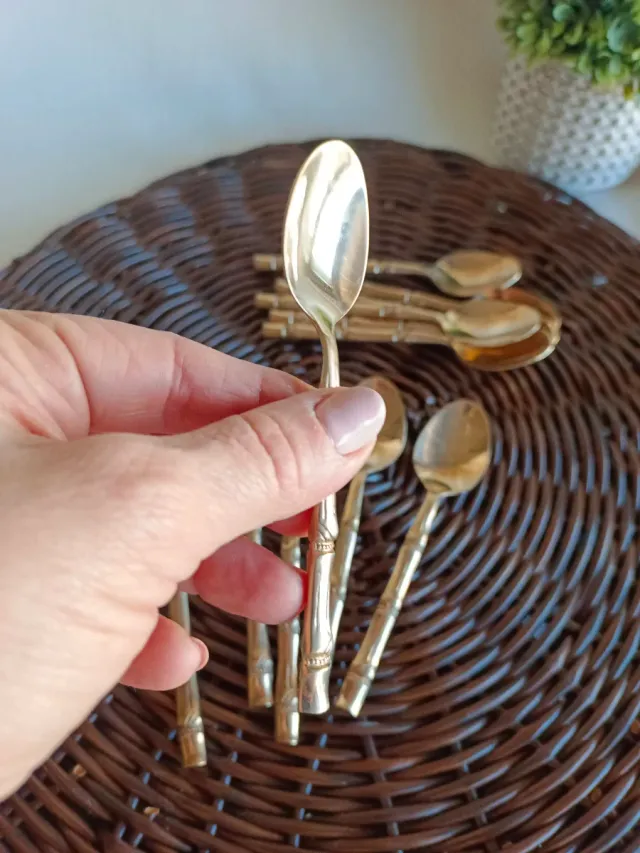 Set 6 Cucharitas Café Bambú Dorado