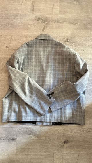 Blazer Zara Cuadros Gris Talla L Nuevo