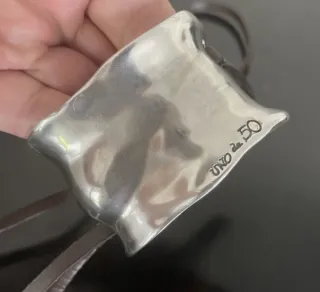 Pulsera Uno de 50 Cuero y Plata