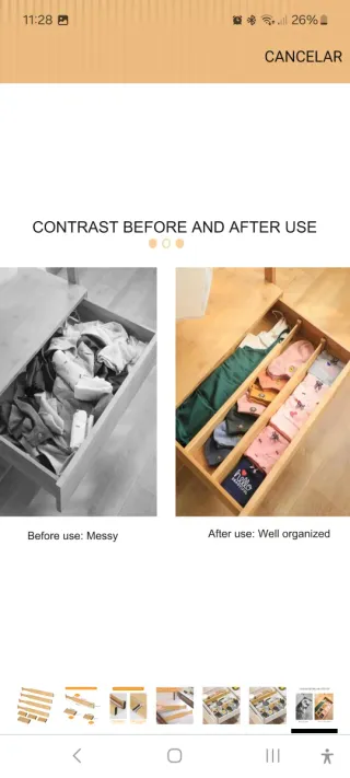 Separadores de cajones de bambú