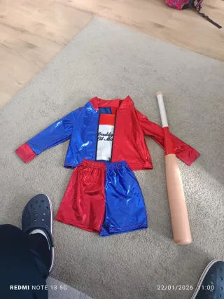 Disfraz Harley Quinn Niña Talla 4-5 Años con bate