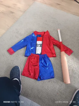 Disfraz Harley Quinn Niña Talla 4-5 Años con bate