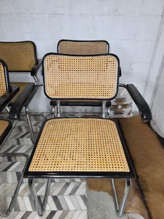 Lote 6 sillas Cesca vintage años 80 negras Italia