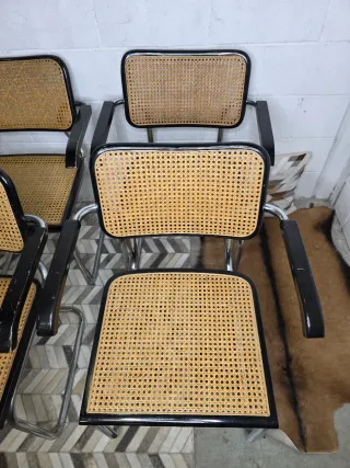 Lote 6 sillas Cesca vintage años 80 negras Italia