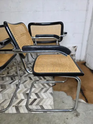 Lote 6 sillas Cesca vintage años 80 negras Italia