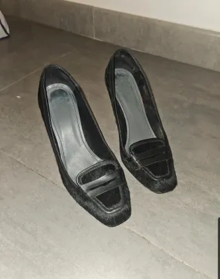 Bailarinas tacón negras pelo