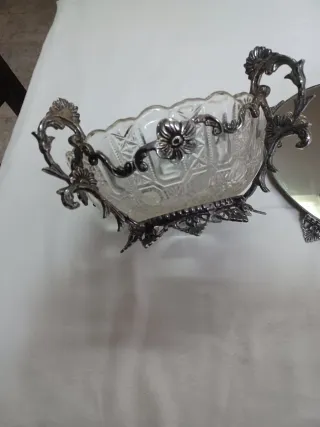 Centro de Mesa/Fruteira Vidro e Metal