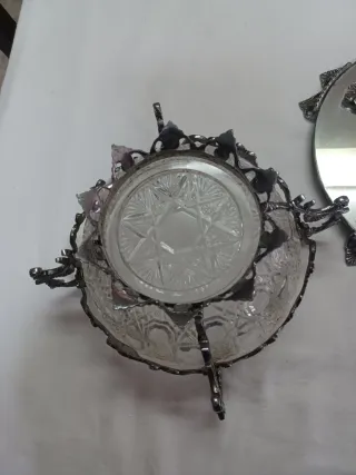 Centro de Mesa/Fruteira Vidro e Metal