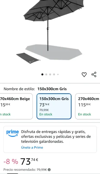 VOUNOT Sombrilla Parasol Rectangular