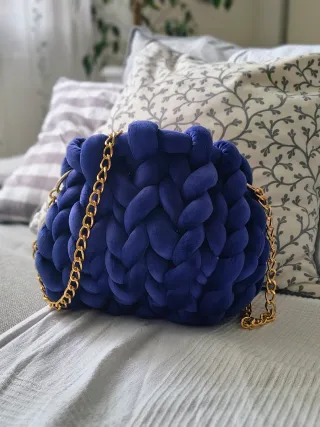 Borsa artigianale AB blu e oro