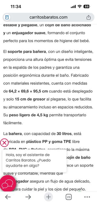 Bañera Bebé Twistshake Plegable