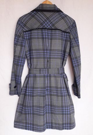 Abrigo MNG cuadros azul y gris