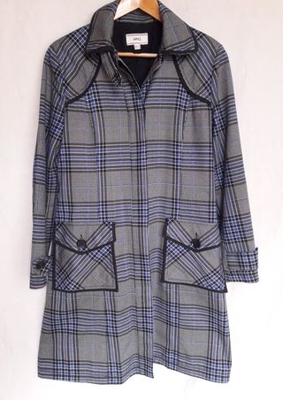 Abrigo MNG cuadros azul y gris