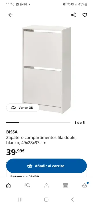 Zapatero blanco de madera