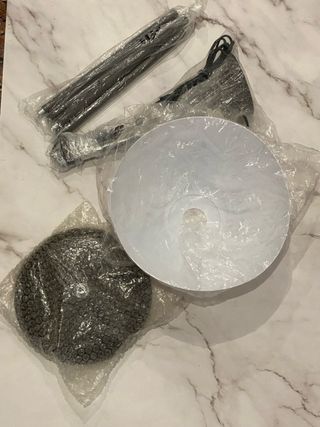 Lámpara de pie Varese marrón y blanca