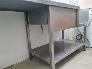 Fregadero industrial 2 pozos 200x62x90 2 grifos