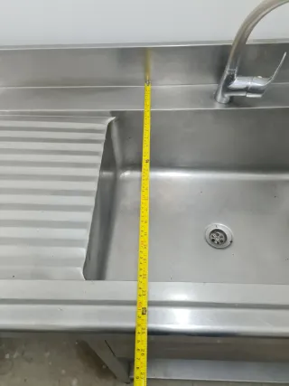 Fregadero industrial 2 pozos 200x62x90 2 grifos