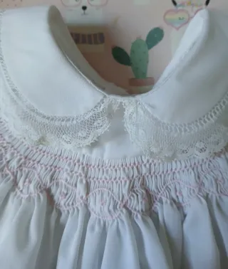 Vestido y capota hecho a mano 3-6 meses