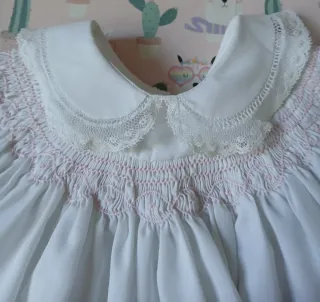 Vestido y capota hecho a mano 3-6 meses