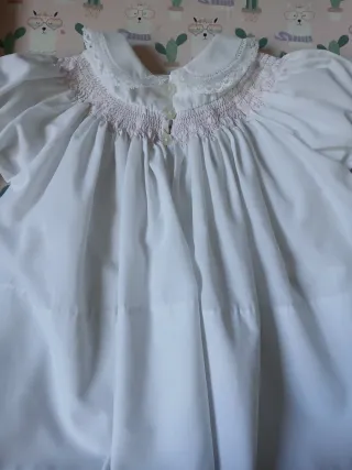 Vestido y capota hecho a mano 3-6 meses