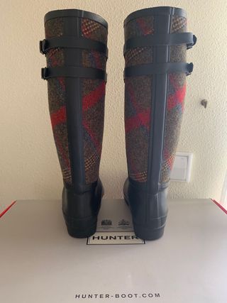 Botas de agua Hunter negras con detalle escocés