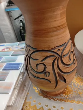 Jarrón Cerámica Marrón y Negro