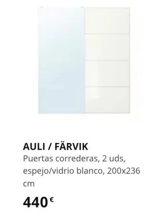 Puertas correderas espejo/alu armario Pax 200x235