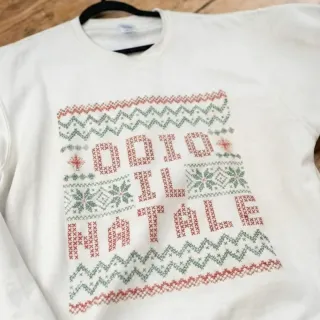 Felpa uomo bianca con stampa natalizia