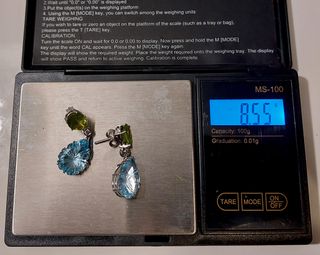 Pendientes Oro Blanco 18k Diamantes y Topacios y p